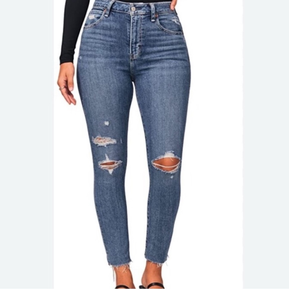 Abercrombie & Fitch High Rise Skinny Distressed Jeans